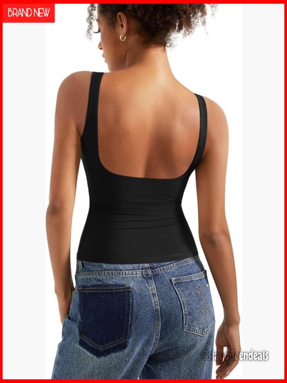Double Lined Padded Boat Neck Tank Top Open Back Y2K Streetwear